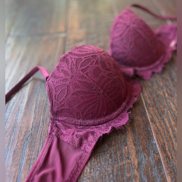 Pink Victoria Secret Maroon Bra Push Up - Picture 1 of 14